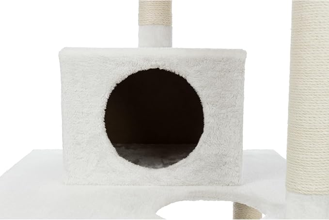 TRIXIE Abby 63.5" Cat Tower, 4-Level Sisal & Plush Cat Tree, Cat Scratcher, Condo, Hammock, Platforms Dangling Cat Toy