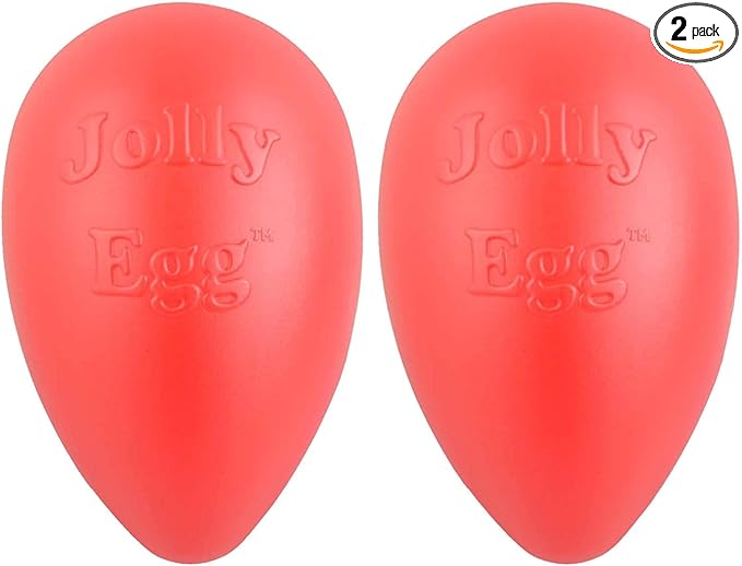 Jolly Pets Jolly Egg Dog Toy, 8 Inches/Medium, Red (JE08 RD) (Pack of 2)