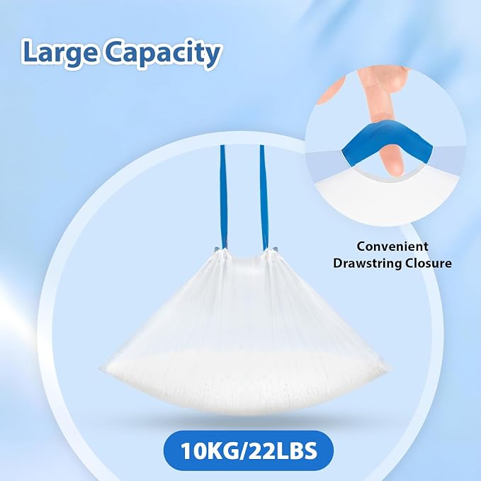 120 Count Drawstring Cat Litter Bags Compatible with Fumoi and Fsitego Self Cleaning Litter Box,Thick Cat Litter Box Liners,Tear-Resistant Waste Bags,Heavy Duty,Leak-Proof