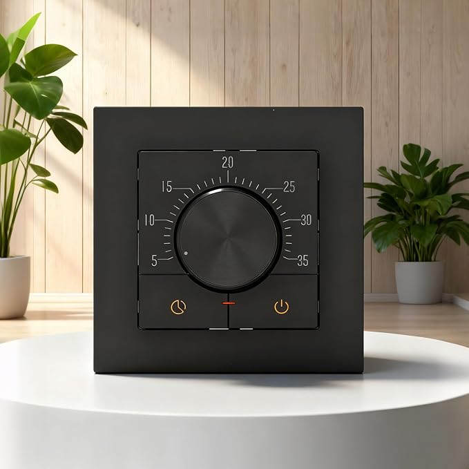 HEATIT Thermostat for Floor Heating, Manual Non-Programmable Electric Floor Heating Thermostat, Wide Voltage 100V-240V, Black