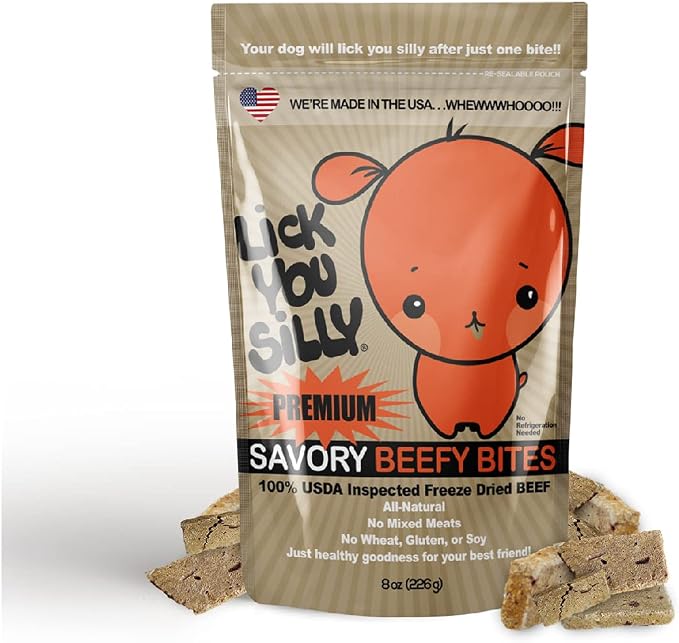 Lick You Silly Freeze-Dried Beef Liver Dog Treats | High-Protein Training Snacks for Dogs & Puppies | Grain-Free Pet Treats for Small, Medium, & Large Breeds | Made in the USA