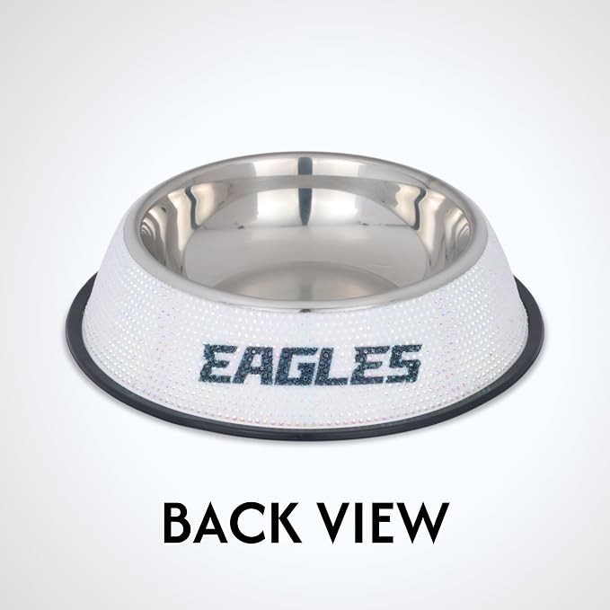 The Memory Company Officially Licensed Stainless Steel Pet Bowl, Premium Bling Team Logo Dog & Cat Food & Water Dish, Non-Slip Rubber Base, for Large/Small Breeds