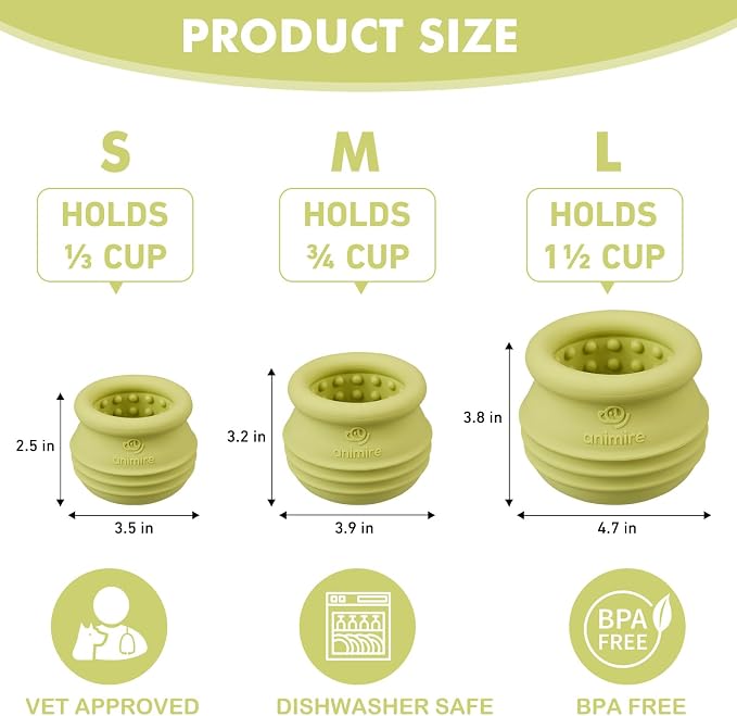 Treat Dispensing Dog Toy, Long-Lasting Interactive Puzzle Toys for Dogs, Stuffable Dog Enrichment Frozen Lick Treat Toy for Boredom, BPA Free Silicone Fetch Catch Chew Toy (Green,M)