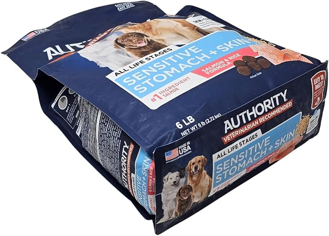 Authority Sensitive Stomach and Skin Salmon Rice Formula Dry Dog Food, 6 Pound Bag