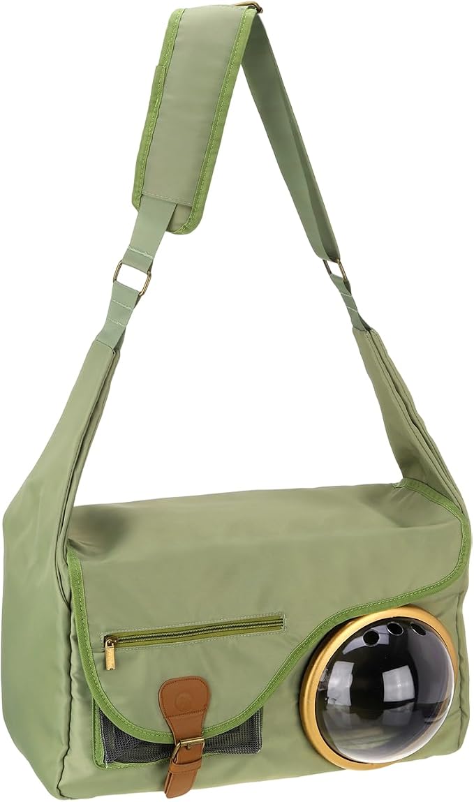 Bubble Cat Carrier, Travel Pet Carrier Soft Sided Breathable Cat Carrying Case for Kitten Small Dogs Up to 14.3 lbs (Green), Intended for Hiking/Camping/Traveling
