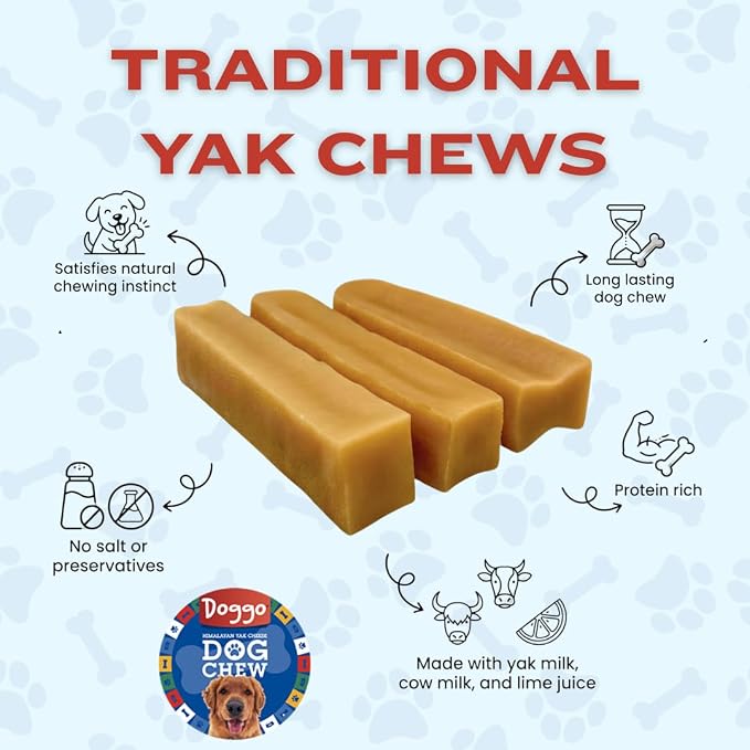 Premium Yak Cheese Himalayan Dog Chews - Natural Yak Chews for Large and Small Dogs - Yak Milk Dog Chew - Long-Lasting Treats Aggressive Chewers - Medium, 5 Pounds (30 Pieces)