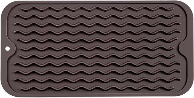 MicoYang Silicone Dish Drying Mat for Multiple Usage,Easy clean,Eco-friendly,Heat-resistant Silicone Mat for Kitchen Counter or Sink,Refrigerator or Drawer Liner Coffee S 12 inches x 6 inches