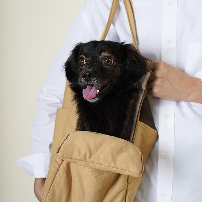HOWLPOT Pet Carrier Bag Dog Puppy Portable Foldable Shoulder Cross Bag Travel Storage Pockets Made in Korea Clay Color (Large)