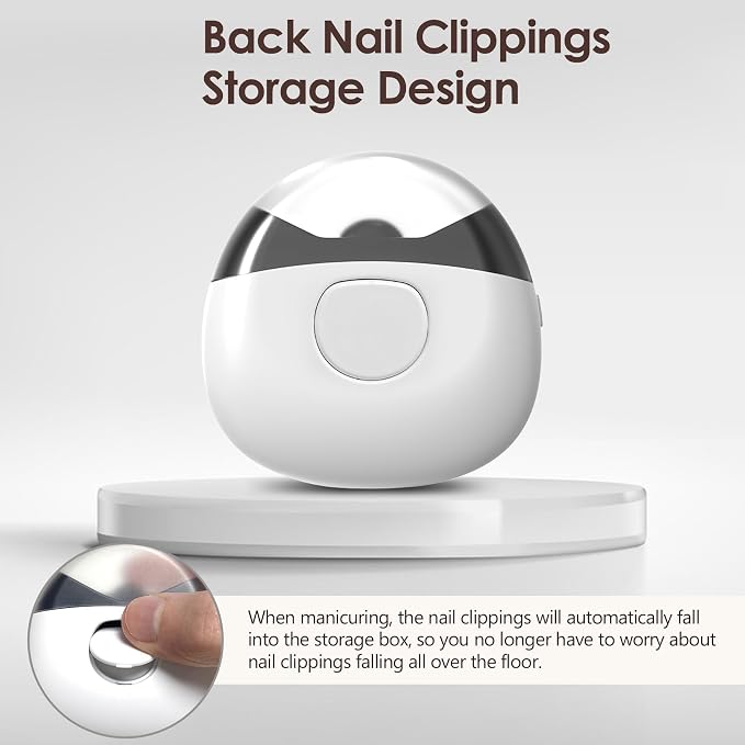 CACHIL 3-in-1 Automatic Electric Nail Clipper with LED Light, Dust Collector & 3 Speeds - USB Rechargeable Safety Nail Trimmer for Seniors, Thick Nails, Baby & Kids (White)
