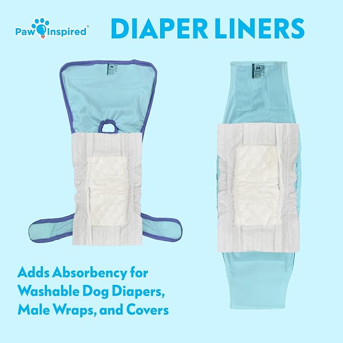 Paw Inspired Dog Diaper Liners | Inserts for Washable Covers, Female Dog Diapers, and Male Dog Belly Bands | Leakproof, Super Absorbent (180 Count)