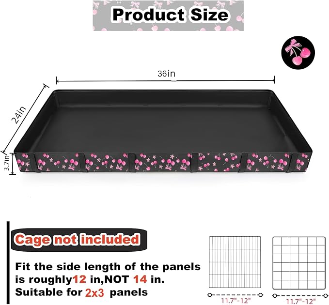 DZWLKJ Guinea Pig Cage Liner,Washable Tarp Bottom Base,Cherry Graphic,24"x36", Reusable for Rabbit, Chinchilla, Hedgehog, Ferret & Other Small Animals.