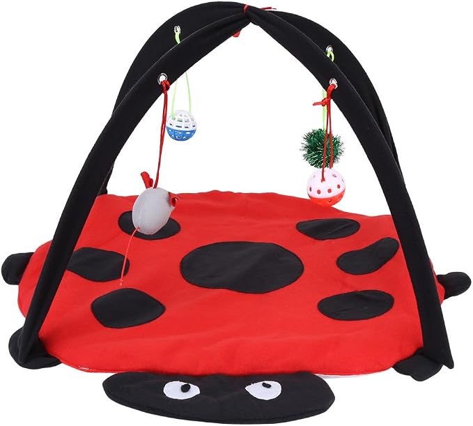 Foldable Cat Activity Play Mat Tent Multi Function Pet Bed with Hanging Toy Balls Cat Activity Center with Hanging Toy Balls Pet Bed with Hanging Toy Balls