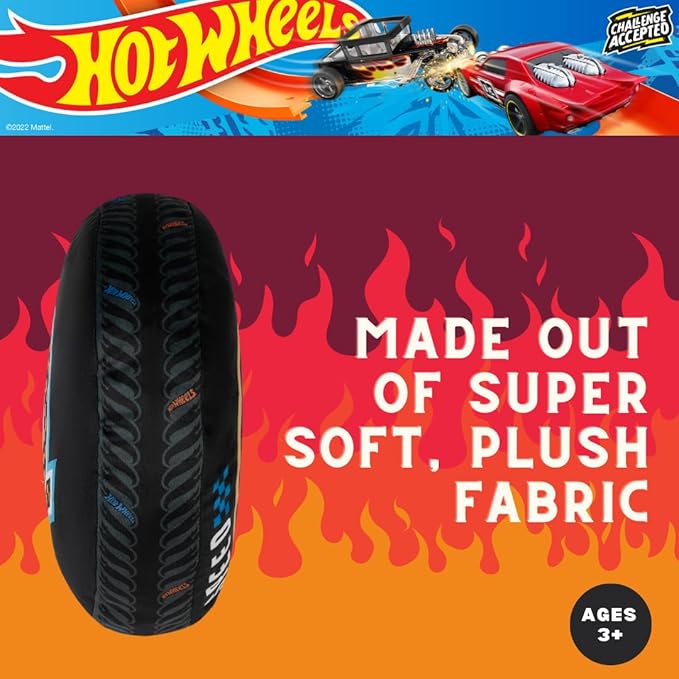 Hot Wheels Racing Tire Plush Decorative Pillow – Kids Bedroom Decor Cushion, 14 inch, (Officially Licensed Product) By Franco