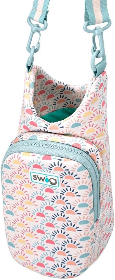 Swig Life Water Bottle Sling Bag, Water Bottle Holder with Adjustable Strap, Carrier Bag with Zippered Phone Pocket, Holds 36oz (Sun Chaser)