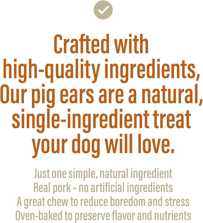 Chewer´S Joy - Treats - Pig Ears for Dogs – 12 Count – Natural Chew Treats – Long-Lasting, Single Ingredient, Oven-Baked – Great for Dental Health and Stress Relief