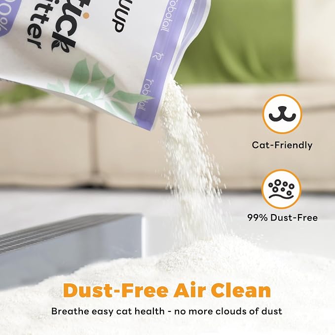Premium Cat Litter, Non-Stick Strong Clumping Cat Litter, 100% Natural Cassava Kitty Litter, Multi-Cat/Unscented Dust-Free/Odor Control/Ultra Absorbent/Less Scattering - 9 lbs - 1 Pack