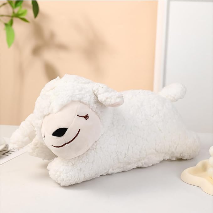 3T GROUP Dog Heartbeat Toy for Puppy Essentials Heartbeat Stuffed Animal Toy for Dogs Behavioral Training Comfort Plush Pillow Calming Aid Anxiety Relief White Sheep(White)
