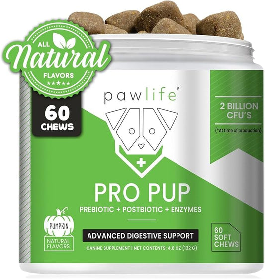 Probiotics for Dogs - Diarrhea Relief, Gut Health Support, Constipation Relief, Digestive Health Support - Vet Recommended Dog Probiotics - 60 Soft Chews that Dogs Love - Pumpkin Flavor
