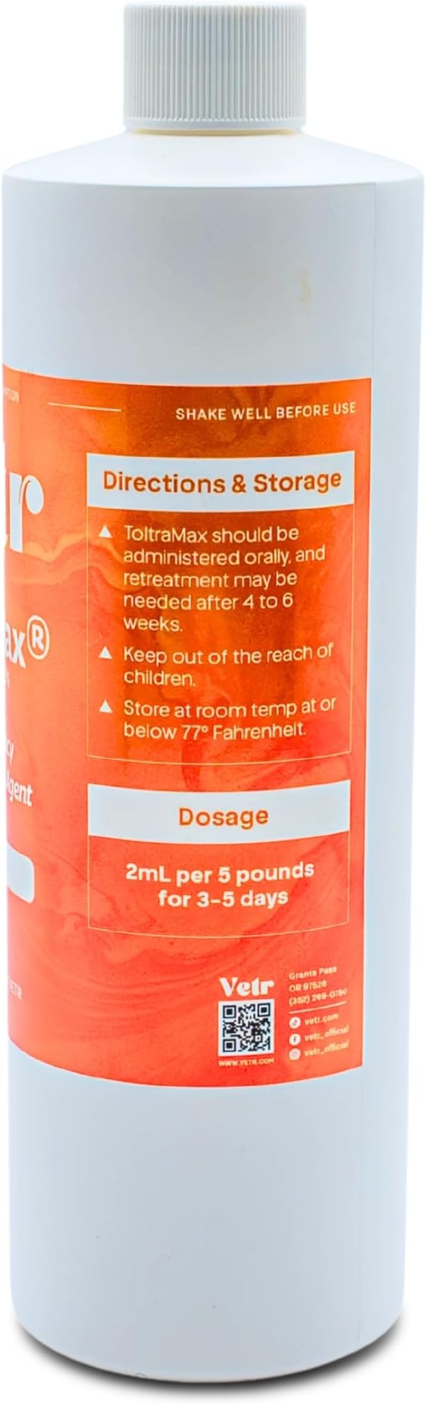 Toltrazuril 2.5% for Horses, Dogs, Cats, 500mL/16.9 Ounce, for Non-Food Chain Animals, Chicken