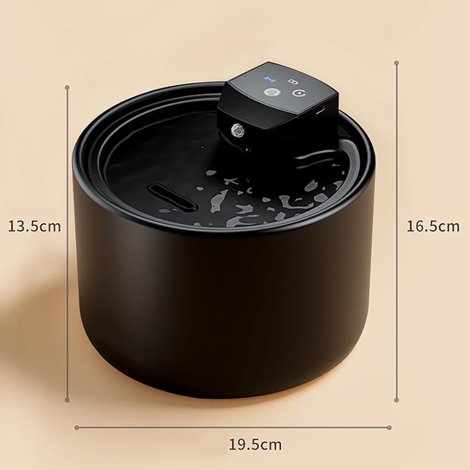 Cordless Ceramic Cat Water Fountain 101.45oz/3L with 7 Filter Automatic Super Silent Intelligent Sensor Pet Drinking Dispenser with 2500mAh Battery Dog Water Bowl Dispenser - for Pets Indoor(Black)