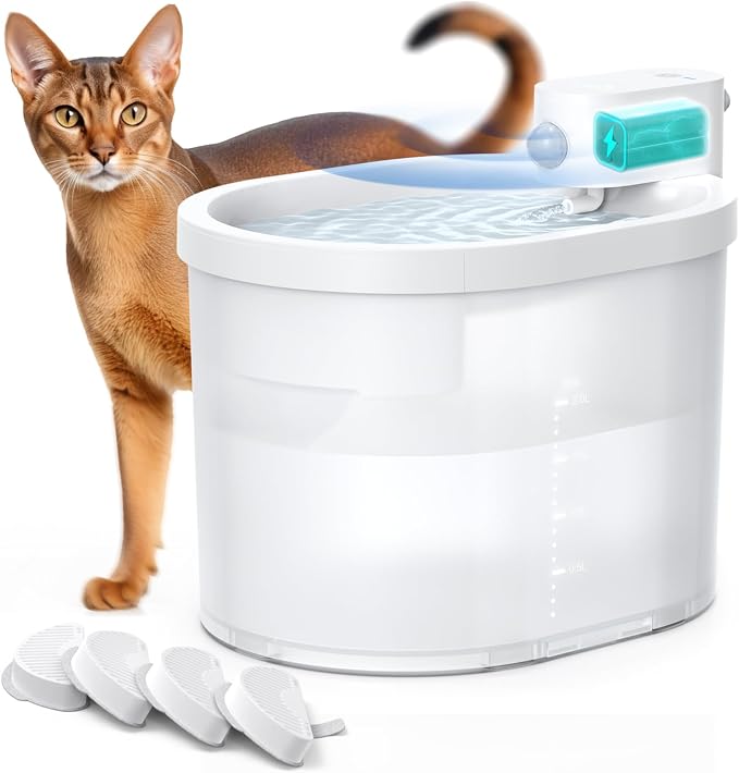 uahpet Cat Water Fountain+4 Pack Replacement Filters & 8 Pack Replacement Filter Sponges