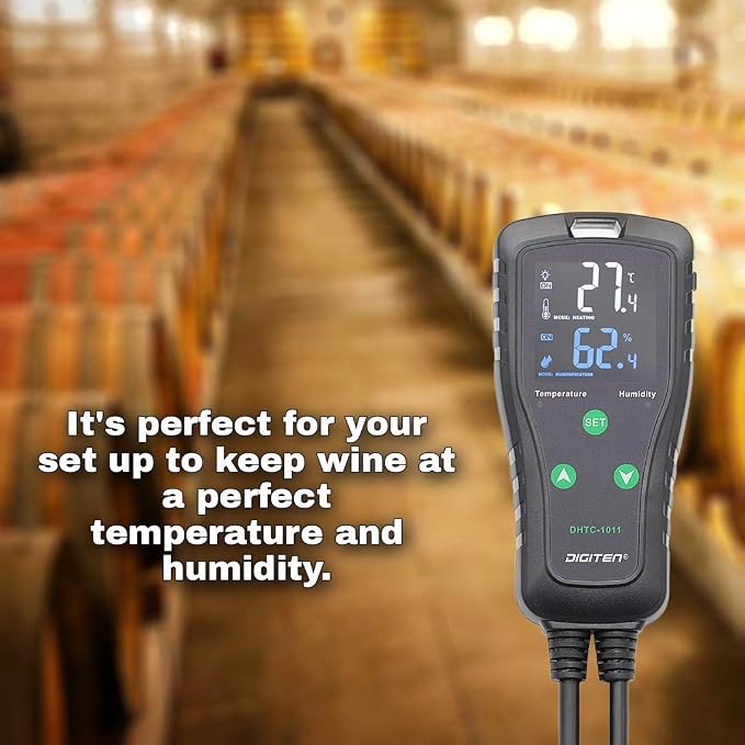 Temperature and Humidity ControllerPlug-in Thermostat Humidistat Reptile Greenhouse,Dual Stage Pre-Wired Outlet 110V 10A