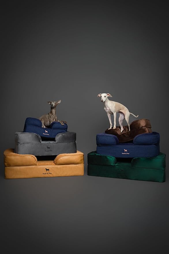 NOAH & PAW XL Dog Bed, 45x35x11 Inch, Orthopedic Large Dog Beds, Eggshell Memory Foam Infused with Cooling Gel, Inner Cover, Water Resistant, Machine Washable (Faux Leather)