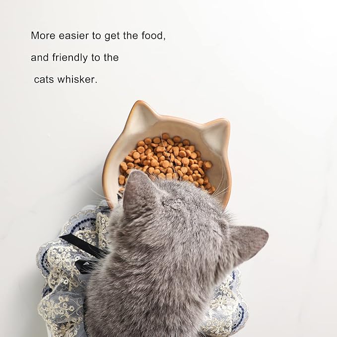 Nihow Ceramic Basic Cat Bowls: 5 Inch Cat Bowl for Food & Water - Food Grade Cat Dish for Small-Sized Cat - Microwave & Dishwasher Safe -Elegant Brown (4.25 OZ /1 PC)