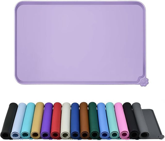 Reopet Silicone Pet Feeding Mat - Waterproof & Non-Slip Dog Cat Placemat | High Raised Edges Prevent Food & Water Spills to Protect Floors, Easy to Clean, Fit for Dog Cat Bowls