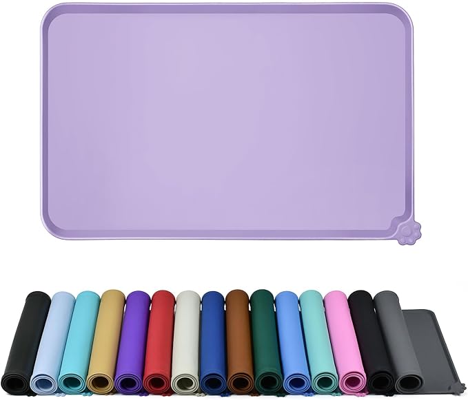 Reopet Silicone Pet Feeding Mat - Waterproof & Non-Slip Dog Cat Placemat | High Raised Edges Prevent Food & Water Spills to Protect Floors, Easy to Clean, Fit for Dog Cat Bowls