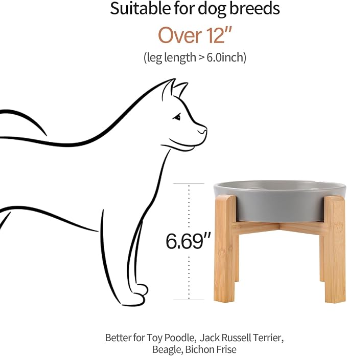 Grey Ceramic Dog Bowl Slow Feeder for Medium and Large Breed,Elevated/Raised 1.5 Cup 8.26 in Slow Feeding Bowl,Puzzle Dog Food Bowl for Fast Eater,Maze Dish for Fast Eater