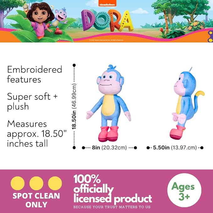 Franco Dora The Explorer Boots Cuddle Pillow Buddy, Kids Bedding Super Soft Cozy Monkey Pillow, (Officially Licensed Product)