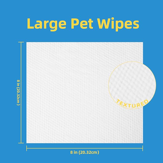 HygiCare Pet Grooming Wipes for Dogs & Cats, 400 Count, 8"x8" Ultra Thick & Soft, Unscented, Hypoallergenic Formula, Safe on Coat, Paws, Ears, Bum & Sensitive Skin