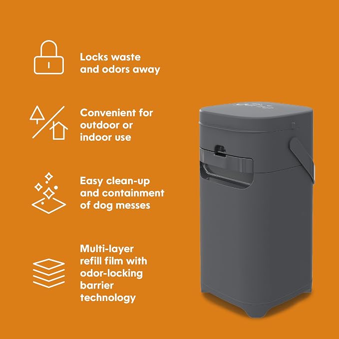 Pet Genie Pail | Dog Waste Disposal System for Outdoor and Indoor Odor Control | Dog Poop Trash can | Includes 1 Square Refill Bag that Lasts up to 2 Months