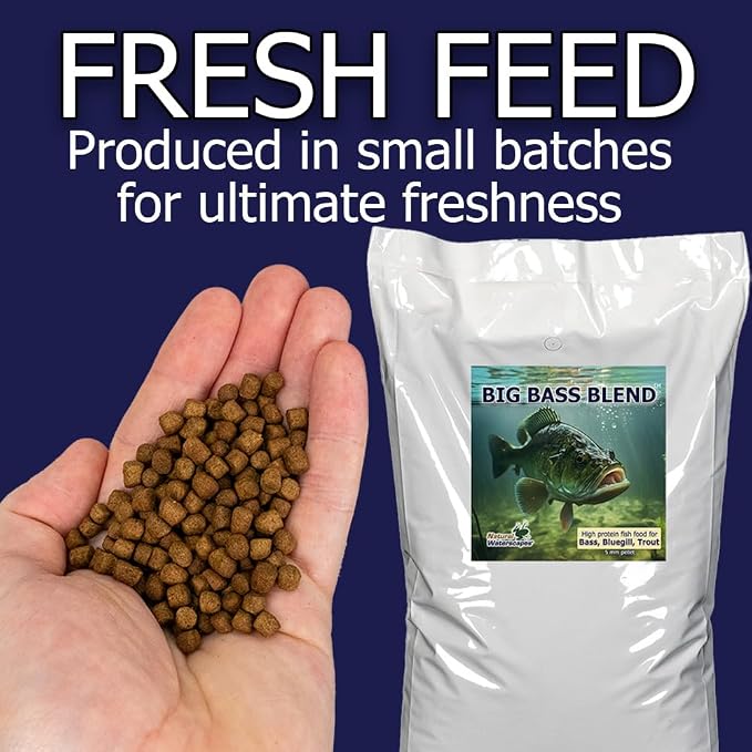 Natural Waterscapes Big Bass Blend Game Fish Food 20 lb | 5 mm Large Floating Pellets (20 lb)