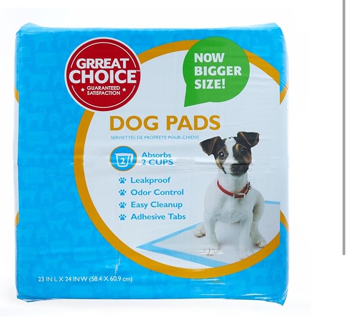 Great Choice Dog Training Pads, Leakproof with Odor Control, 23x24 Inch, 8-10 Hour Protection, Pheromone Attractant, 2 Cup Absorption 150 Count