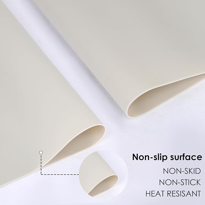 Extra Large Silicone Placemat, Food-Grade Flexible Silicone Mat Kids Non-Slip Dinner Placemat Waterproof Heat Insulation Countertop Protector Silicone Pastry Rolling Dough Mats 27.6 x 19.7''Beige
