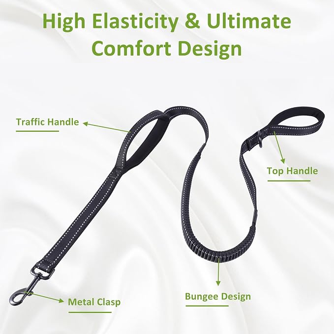 ECO-CLEAN 300-Count Dog Poop Bags with Easy-Tie Handles, 6 Ft Bungee Dog Training Leash for Medium Large Dogs