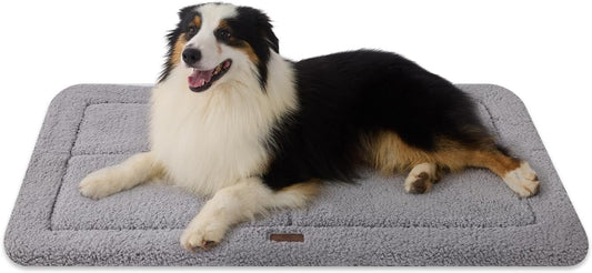 Joydeco Low Profile Dog Crate Mat Reversible Bed Pad, Washable Dog Pad Mat with Ultra Soft Fleece, Compact Design Kennel Beds Mats for Extra-Large Medium Small Pets, 41" x 28" Gray