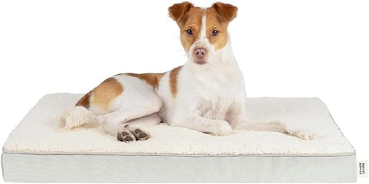 Best Pet Supplies Orthopedic Dog Bed with Memory Foam, Washable Dog Crate Mat for Small, Medium & Large Dogs, Thick Mattress for Crates, Kennels or Floor, Waterproof Pet Bed - Beige, 24 x 16 x 3