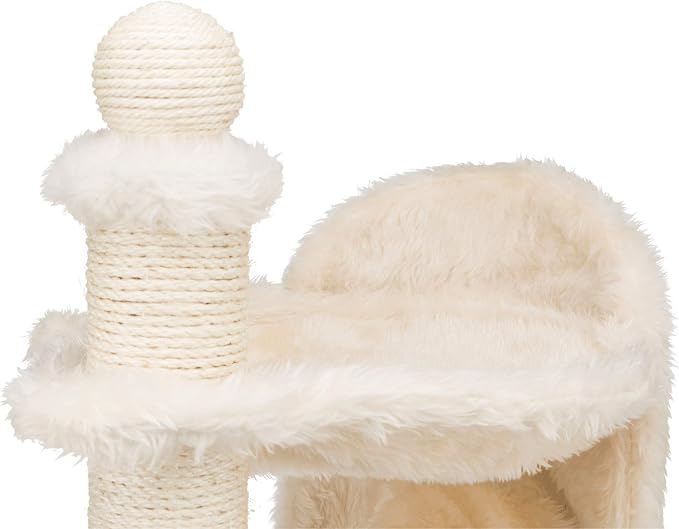 TRIXIE Baza Gandia Scratching Post – Cat Tower with Sisal Scratching Post, Cozy Condo & Padded Platform – Indoor Cat Furniture for Scratching & Climbing – Cream, 15.7" x 23.6" x 26.8"