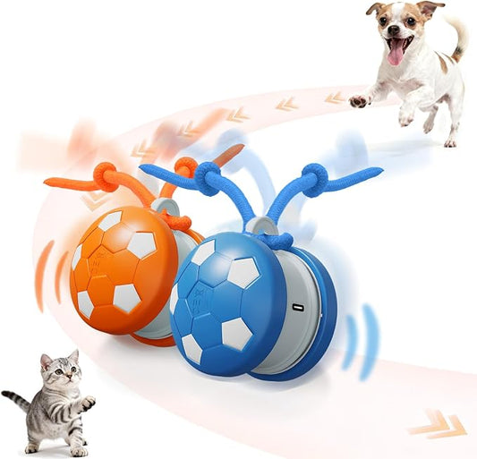 2PCS Interactive Dog Soccer Ball,Automatic Rolling and Bouncing Moving Dog Toy,Squeaky Rolling Balls with Flashing Light,USB Rechargeable Chew Toys for Puppy Small Dogs, Pet Ball to Keep Them Busy