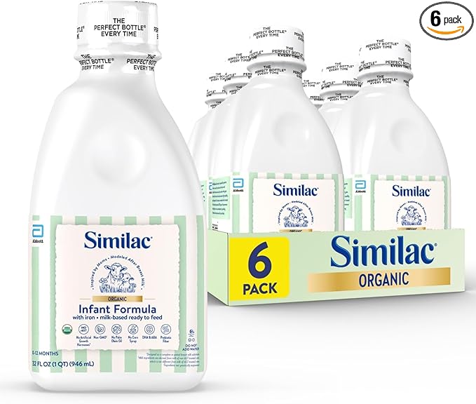 Similac Organic Infant Formula, Easy to Digest, USDA-Certified Organic, Ready to Feed, 32-fl-oz Bottle, Pack of 6