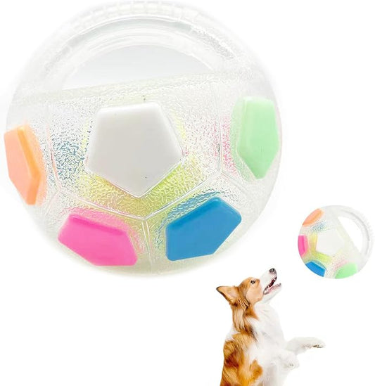 Dog Toy Ball with Handle, Squeaky Dog Calming Ball with Handle, Interactive Ball for Dogs Playing, Squeaky Floating (Transparent)