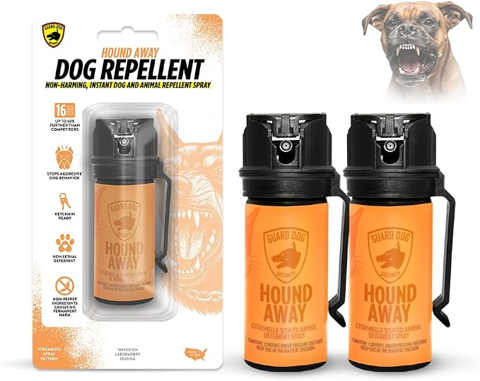 Citronella Dog Deterrent Spray, Dog Spray Self Defense, Training and Barking, Long-Range Dog Repellent, Portable Canister (0.5oz / 2oz)