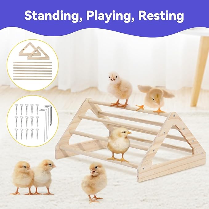 Pawaboo Chick Brooder Box for Chick Starter Kit, Brooder Pen/Chicken Supplies Brooders Box with Chicks Perch Brooding Up to 15 Chicks, Duck and Quail, Green + Red + Wood Color