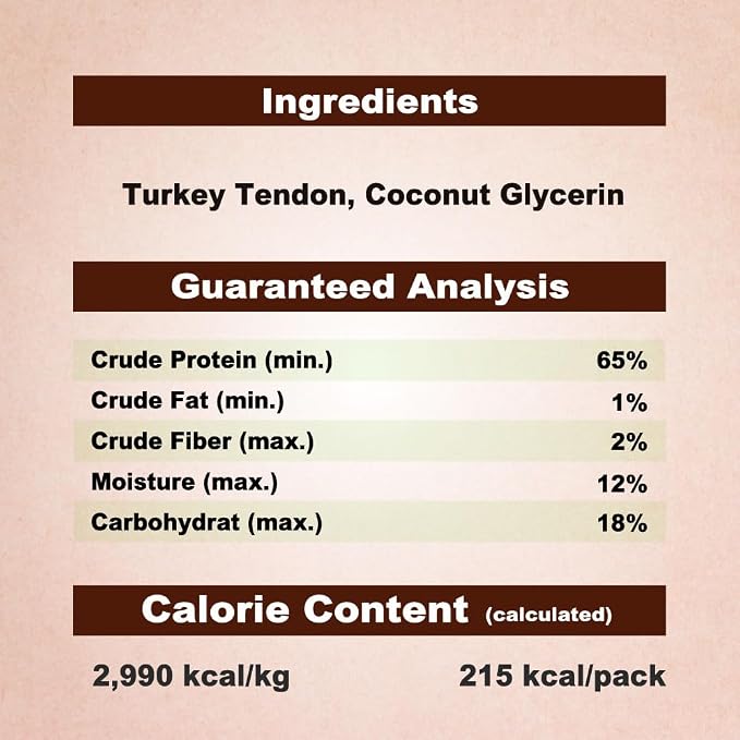 A Freschi srl Turkey Tendons for Dogs, USA-Sourced, Healthy Dog Treats, Rawhide-Free Puppy Chews, Long Lasting, All Natural, Hypoallergenic Dog Treats for Large Breeds, 1 Count Pack Rope (L)