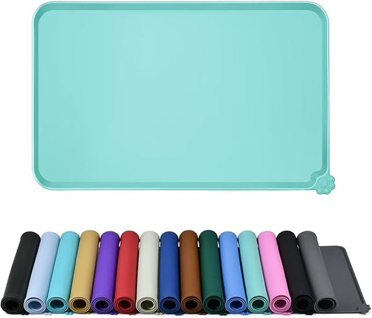 Reopet Silicone Pet Feeding Mat - Waterproof & Non-Slip Dog Cat Placemat | High Raised Edges Prevent Food & Water Spills to Protect Floors, Easy to Clean, Fit for Dog Cat Bowls