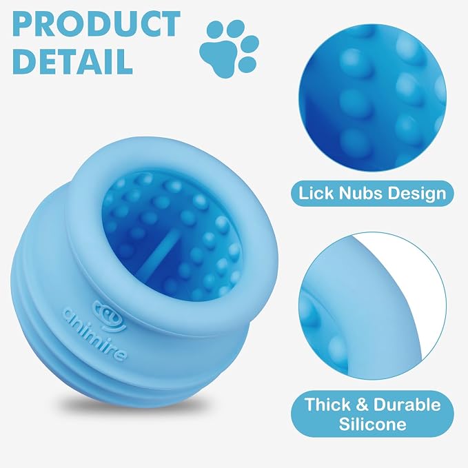 Treat Dispensing Dog Toy, Long-Lasting Interactive Puzzle Toys for Dogs, Stuffable Dog Enrichment Frozen Lick Treat Toy for Boredom, BPA Free Silicone Fetch Catch Chew Toy (Light Blue,L)