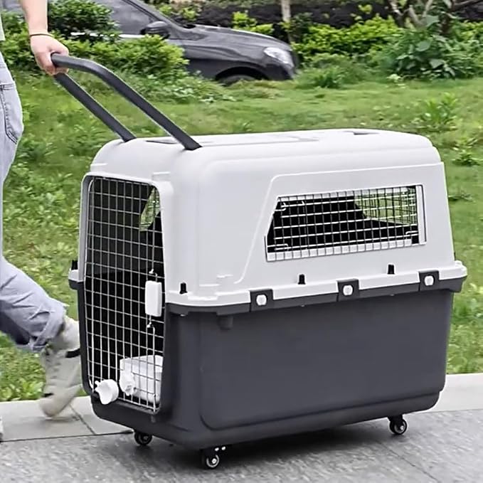 Generic Cats & Rabbit Animal Carrier Travel Cage Box Length 33in/Width 21.6in/Height 25.2in with Handle & Metal Door Portable Transporter Box for Indoor Outdoor Puppies Kittens